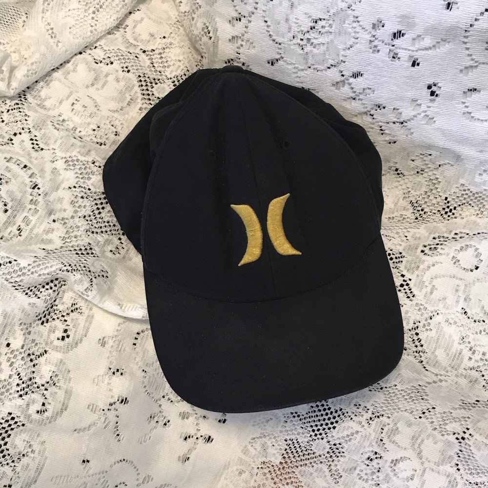 Hurley Black Cap with Gold Embroidery